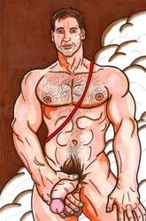  1male abs artist_request balls ballsack beard_stubble body_hair brown_hair caressing_testicles erect_nipples flaccid foreskin hairy_chest holding_penis indiana_jones indiana_jones_(series) intact lucasfilm male male_nipples male_only male_pubic_hair manly masculine mature_male muscles muscular_male nude pecs penis pinup presenting_penis red_eyes retracted_foreskin scrotum standing tagme testicles uncut veiny_penis 